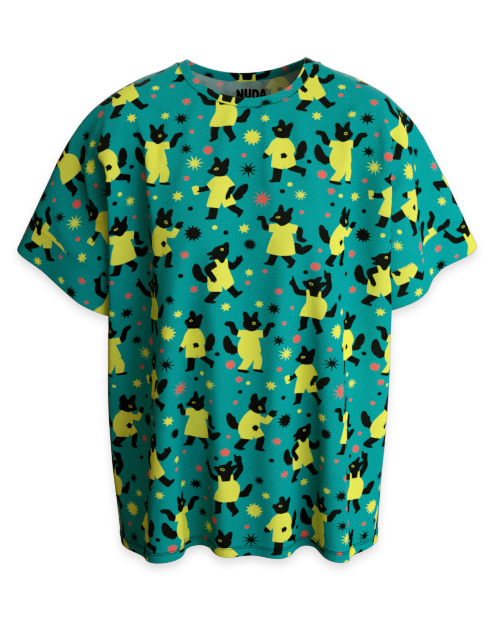 t-shirt kimono ze wzorkiem taczące wilki